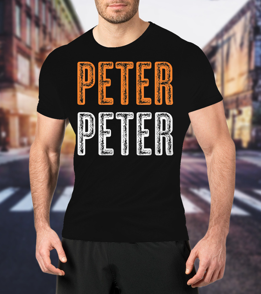Peter Peter Pumpkin Eater Halloween Style Text Orange White T-Shirt