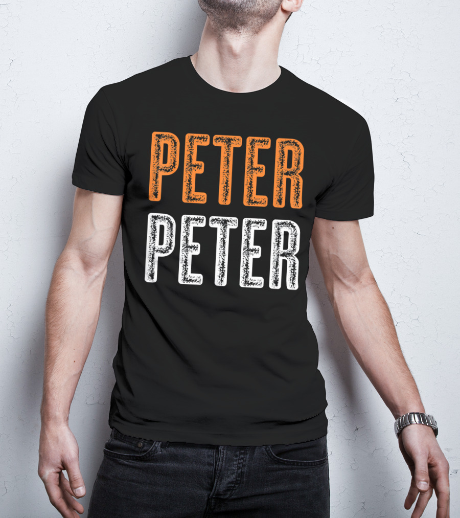 Peter Peter Pumpkin Eater Halloween Style Text Orange White T-Shirt