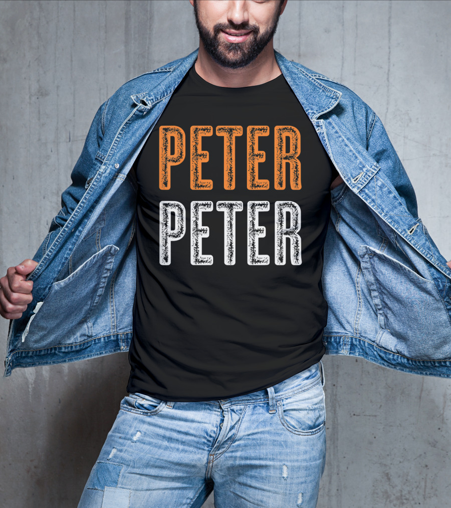Peter Peter Pumpkin Eater Halloween Style Text Orange White T-Shirt