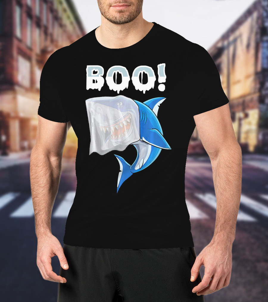 Boo Shark Ghost Halloween Trick Boo T-Shirt