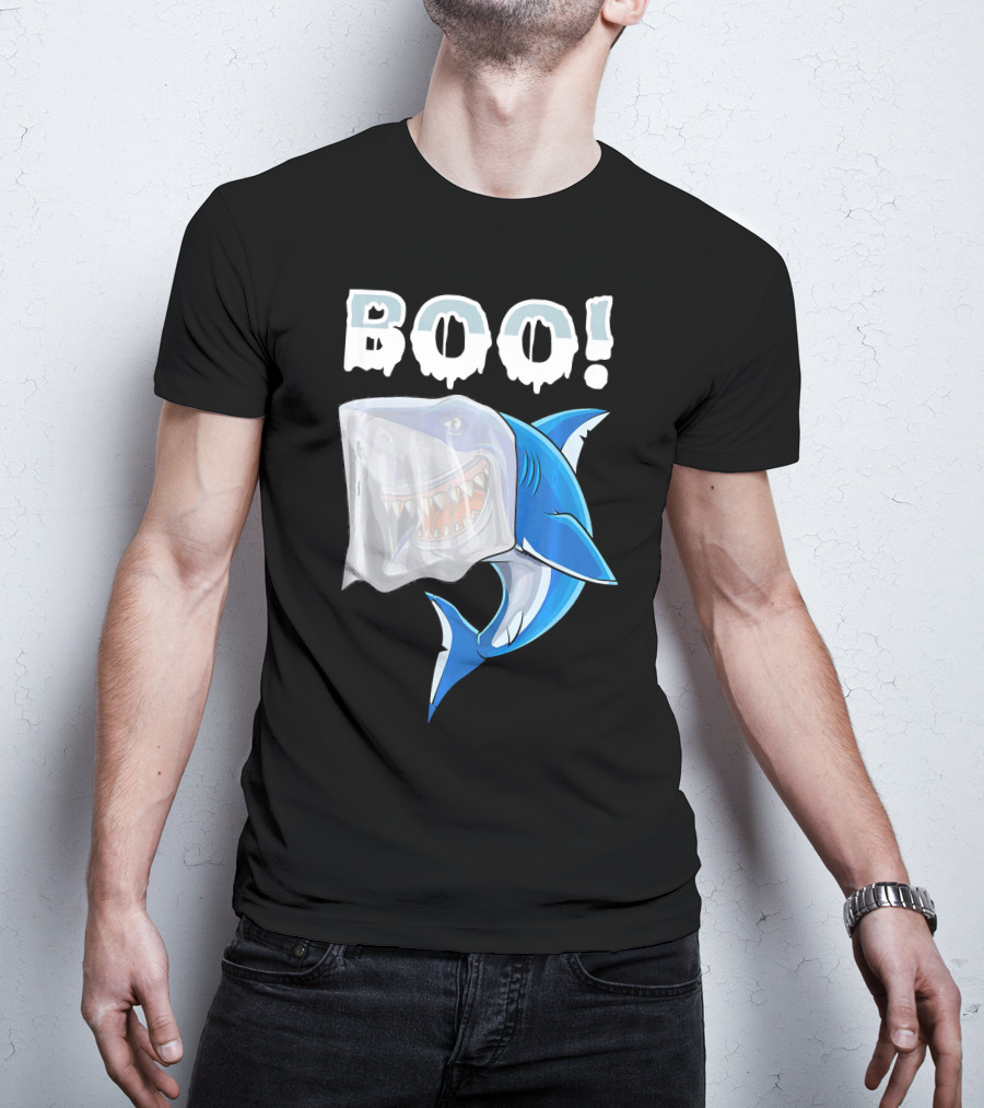 Boo Shark Ghost Halloween Trick Boo T-Shirt