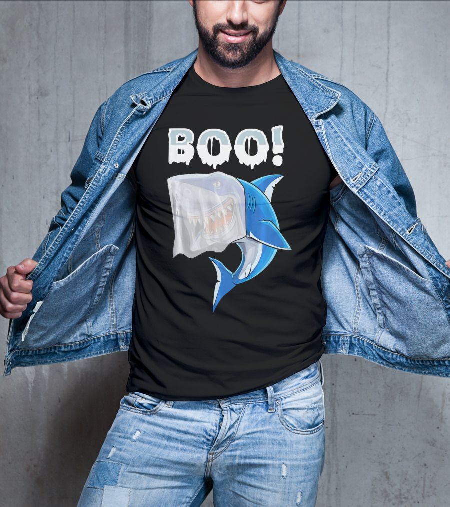Boo Shark Ghost Halloween Trick Boo T-Shirt