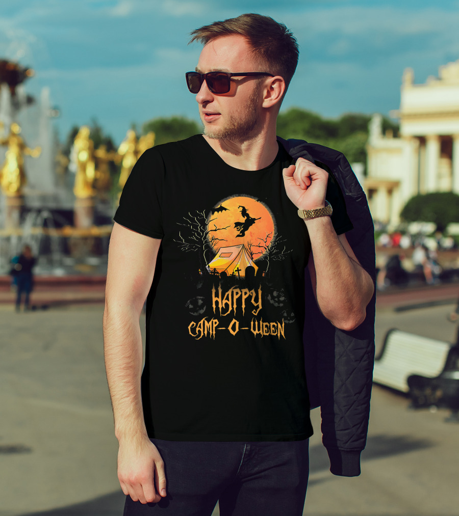 Happy Camp O Ween Halloween Witch Tent Scene T-Shirt