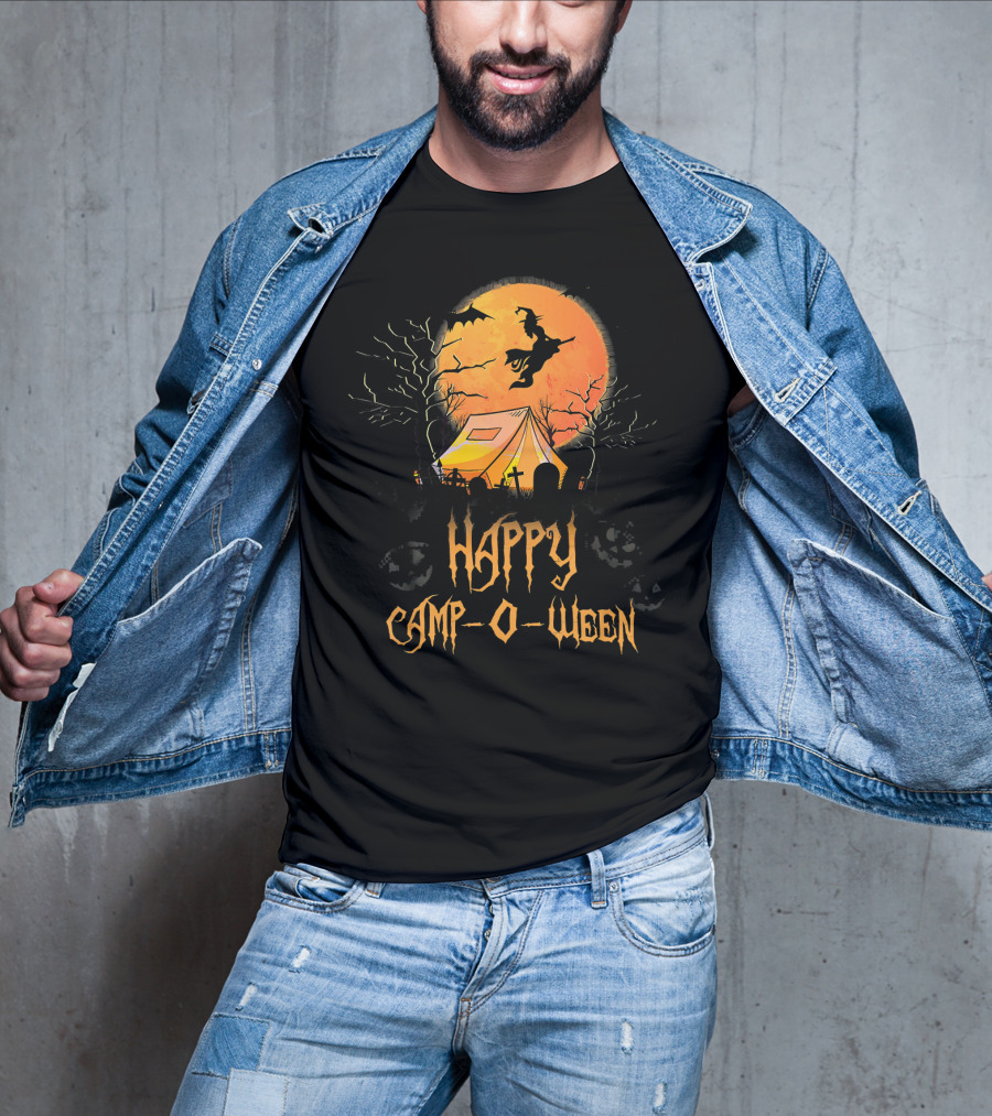 Happy Camp O Ween Halloween Witch Tent Scene T-Shirt
