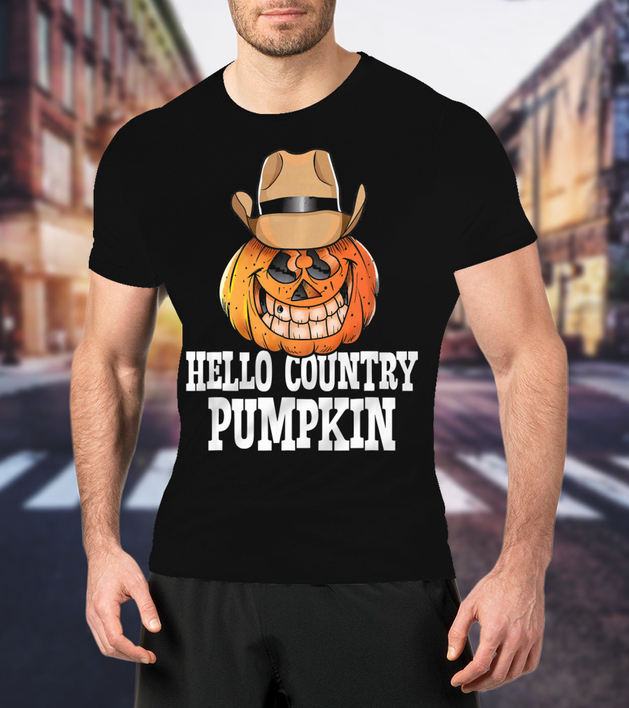 Hello Country Pumpkin Cowboy Jack-O'-Lantern T-Shirt