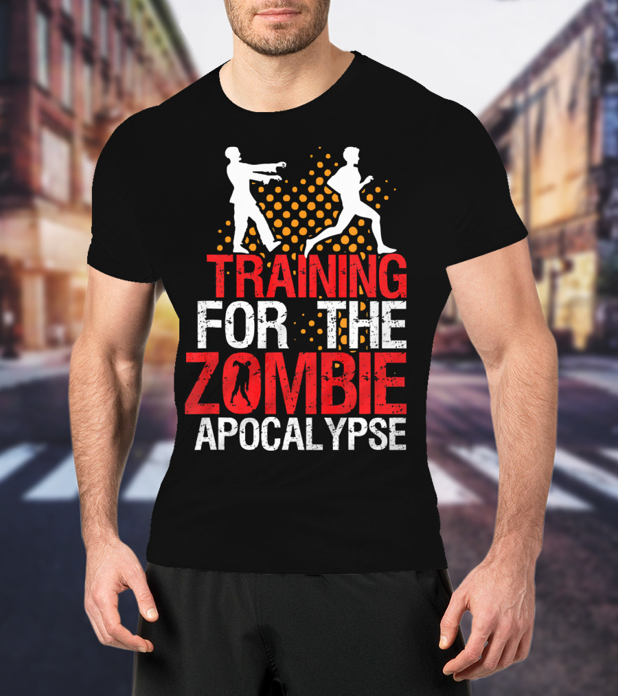 Training For The Zombie Apocalypse Marathon Running Humor T-Shirt