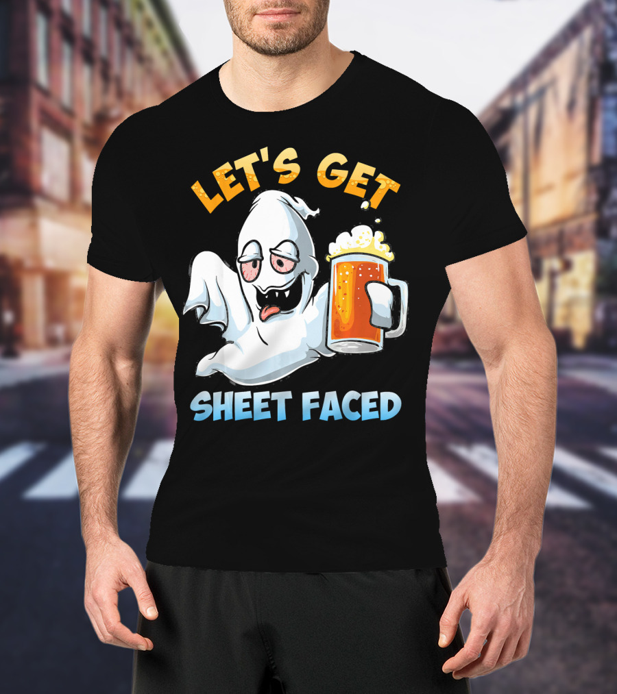 LET'S GET SHEET FACED Ghost With Beer T-Shirt