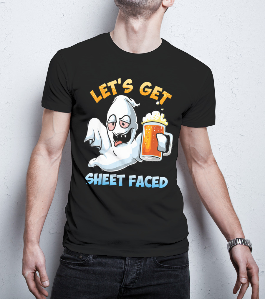 LET'S GET SHEET FACED Ghost With Beer T-Shirt