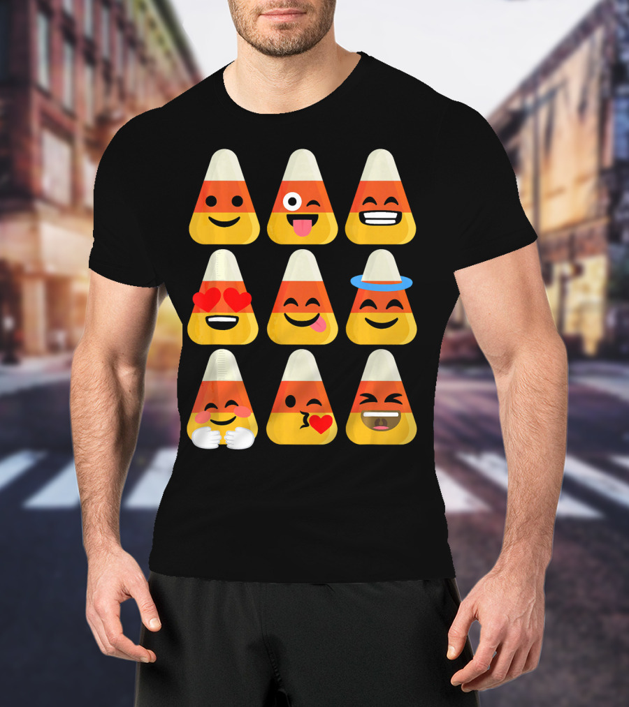 Candy Corn Emoji Faces Kawaii Expressions T-Shirt