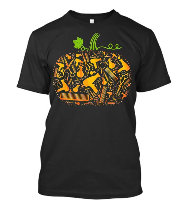 Pumpkin Hairdresser Tools Patchwork Halloween Hairstylist Essentials T-Shirt