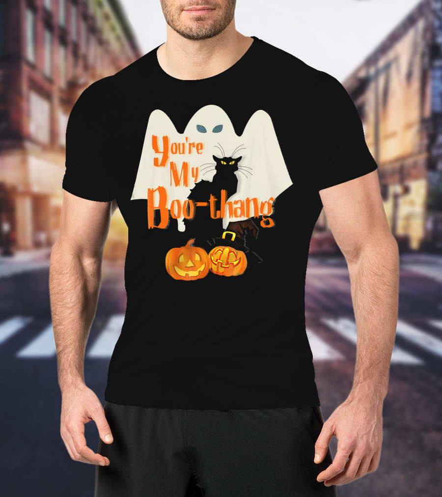 You're My Boo-Thang Halloween Ghost Black Cat Pumpkins T-Shirt