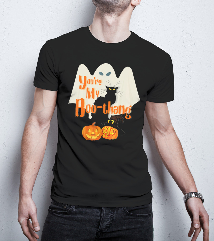 You're My Boo-Thang Halloween Ghost Black Cat Pumpkins T-Shirt