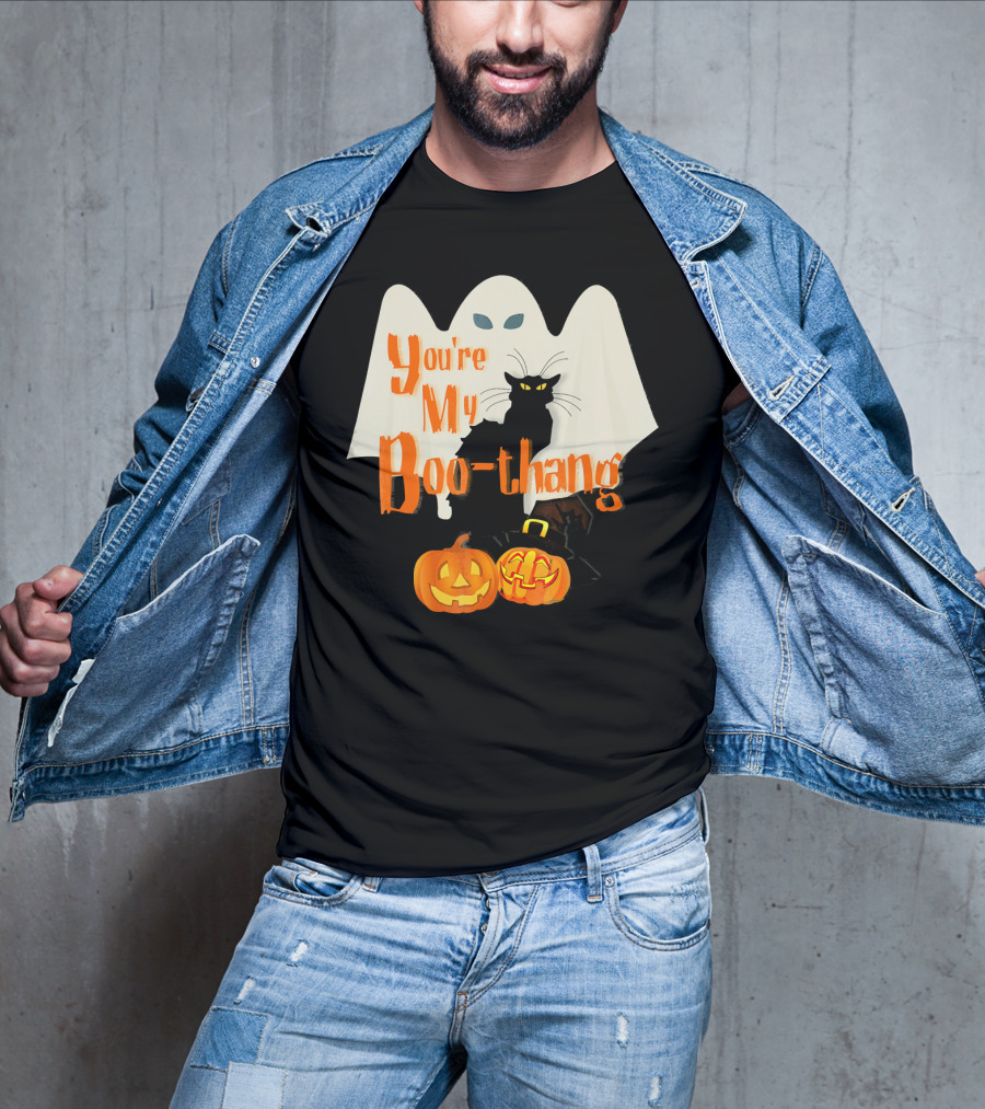 You're My Boo-Thang Halloween Ghost Black Cat Pumpkins T-Shirt