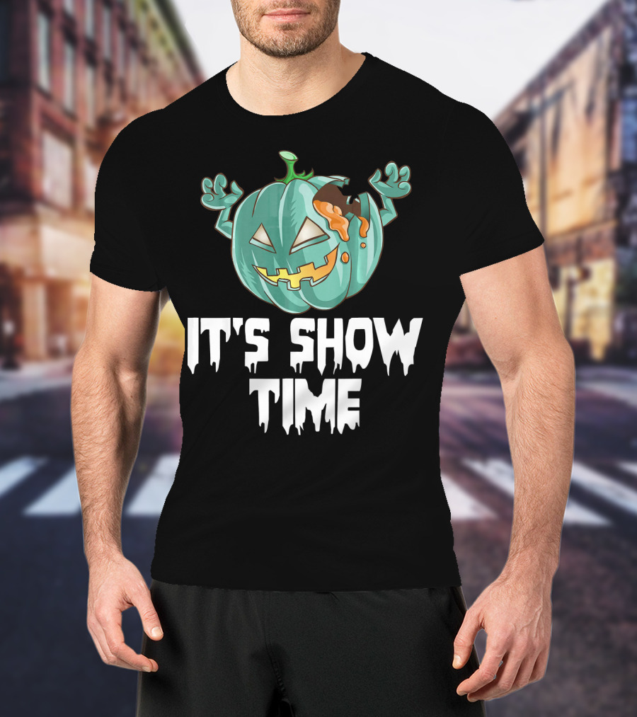 Zombie Pumpkin It's Show Time Halloween Fun T-Shirt