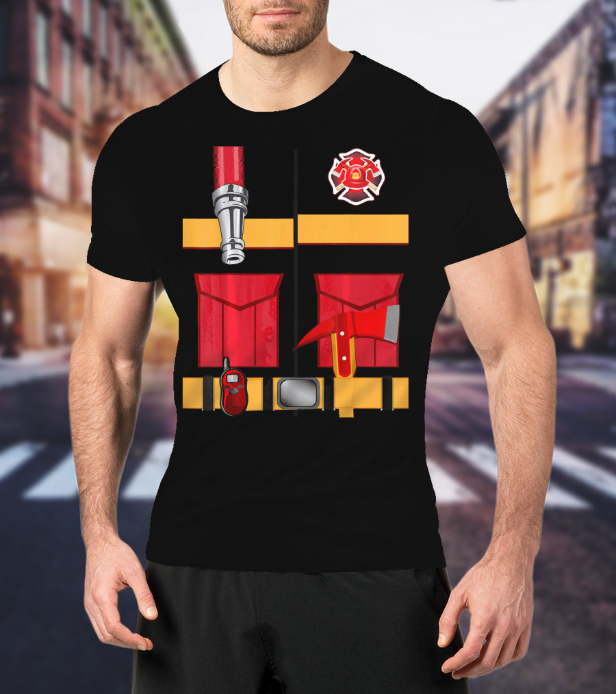 Firefighter Tools Axe Hose Crest Radio Uniform T-Shirt