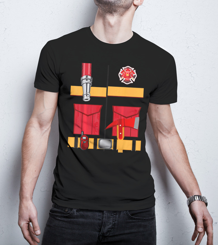 Firefighter Tools Axe Hose Crest Radio Uniform T-Shirt