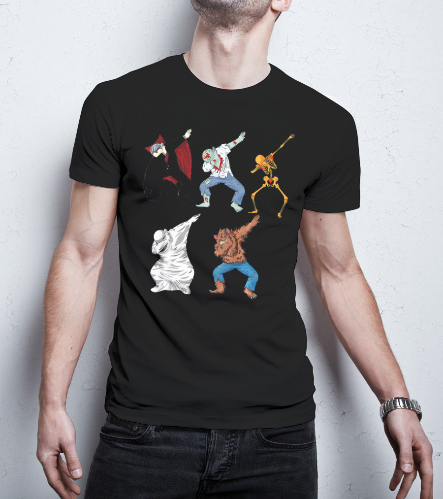 Halloween Monster Mash Dab Dance Party Featuring Vampire Zombie Skeleton Ghost Werewolf T-Shirt