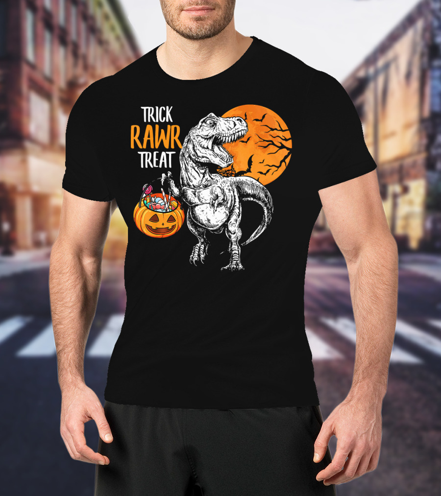 Trick Rawr Treat Dinosaur Rex Pumpkin Moon T-Shirt
