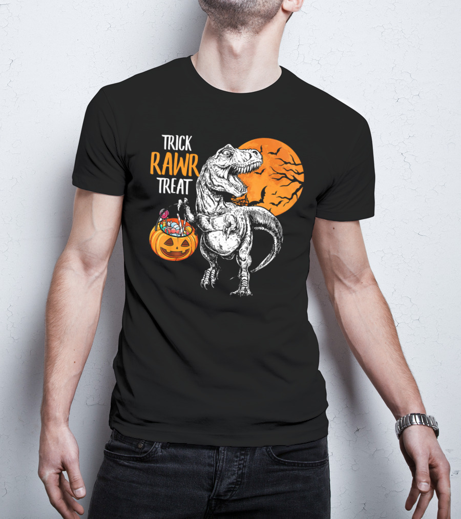 Trick Rawr Treat Dinosaur Rex Pumpkin Moon T-Shirt
