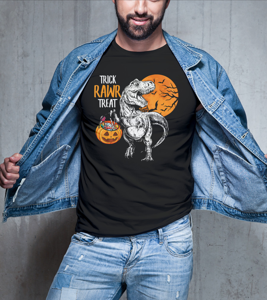 Trick Rawr Treat Dinosaur Rex Pumpkin Moon T-Shirt