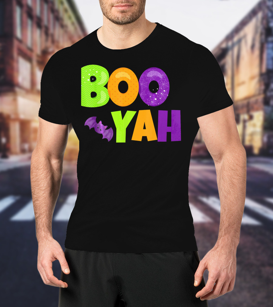 Boo Yah Halloween Bat Spooky Colors T-Shirt