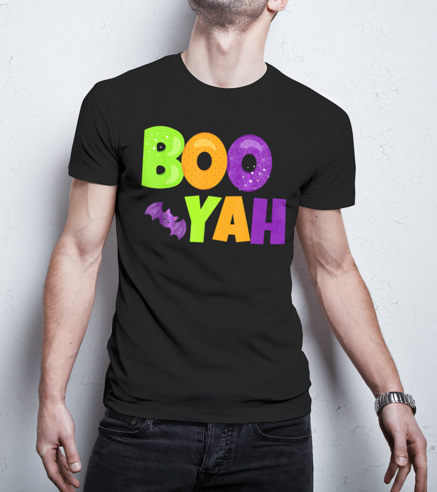 Boo Yah Halloween Bat Spooky Colors T-Shirt