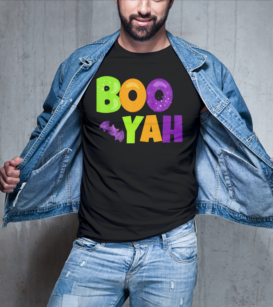 Boo Yah Halloween Bat Spooky Colors T-Shirt