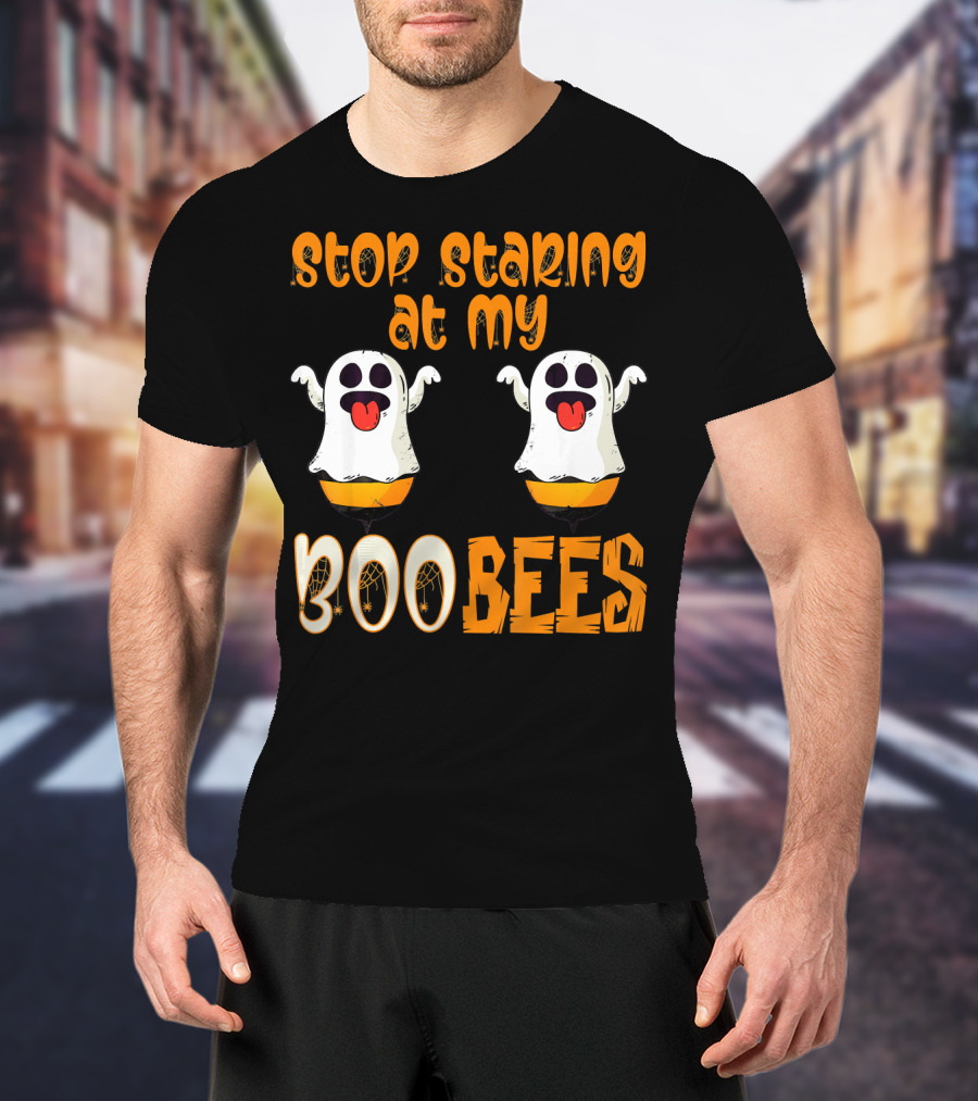 Stop Staring At My Boo Bees Ghosts With Pumpkins T-Shirt