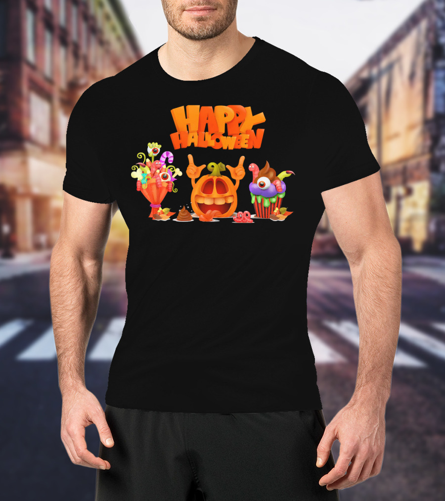 Happy Halloween Candy Pumpkin Characters T-Shirt