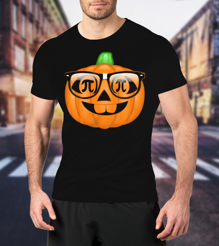 Pi Math Nerdy Pumpkin With Glasses Emoji T-Shirt