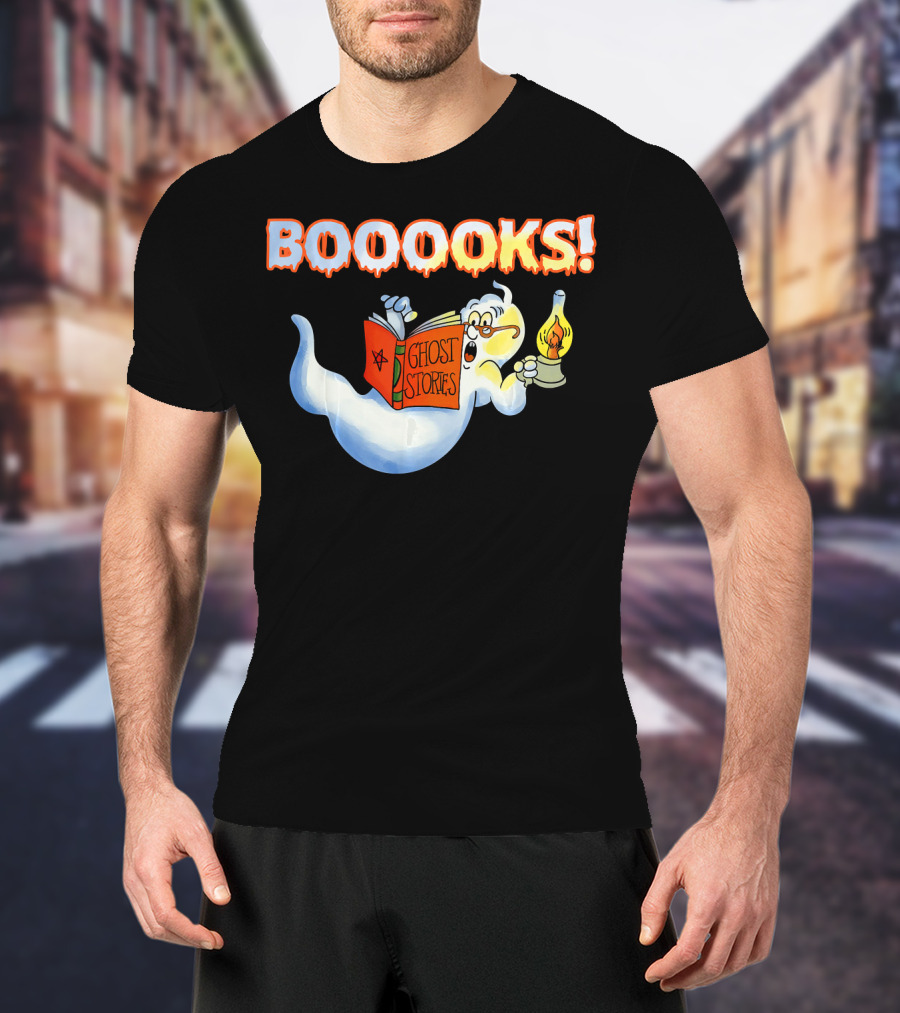 Halloween Ghost Booooks Ghost Stories Lamp Book Lover T-Shirt