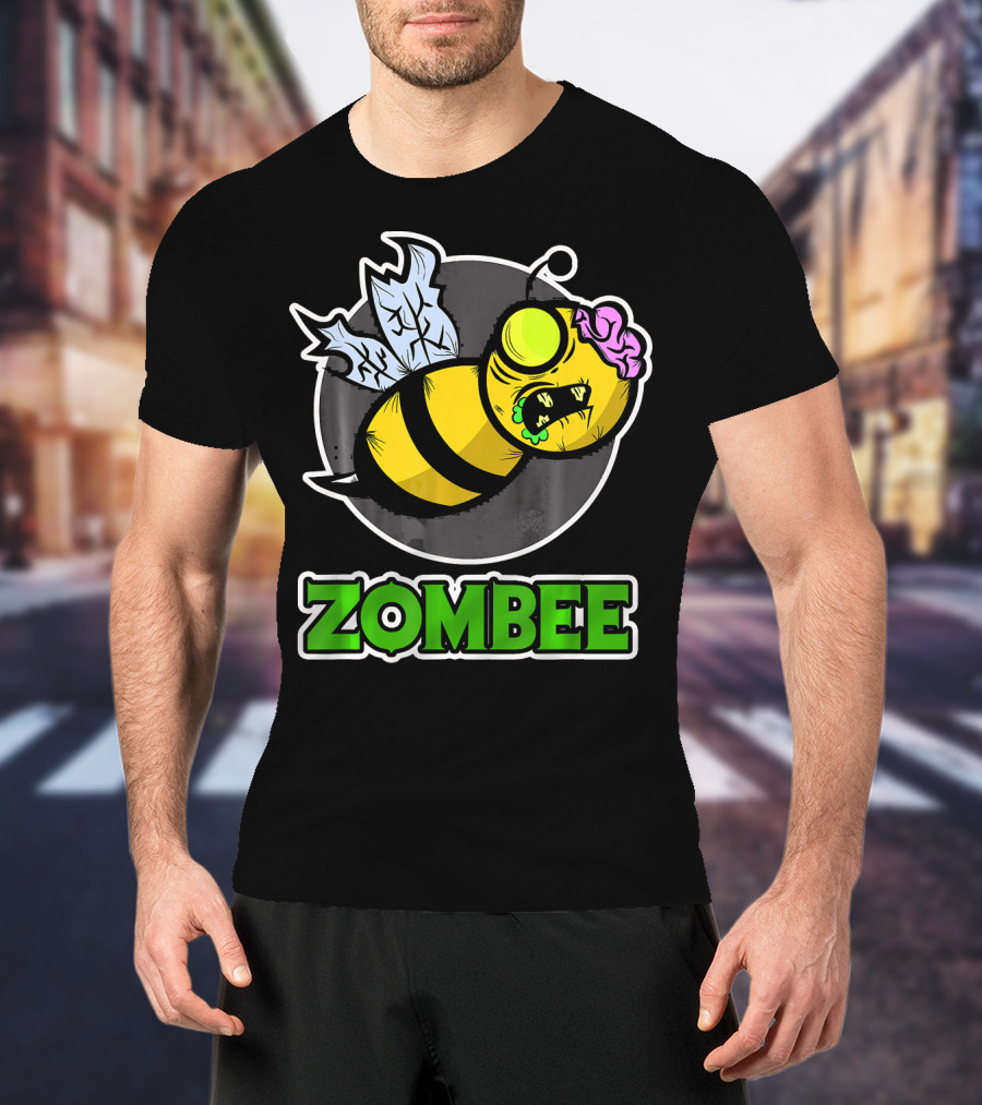 Zombee Halloween Bee With Brain And Wings T-Shirt