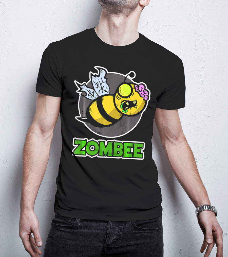 Zombee Halloween Bee With Brain And Wings T-Shirt