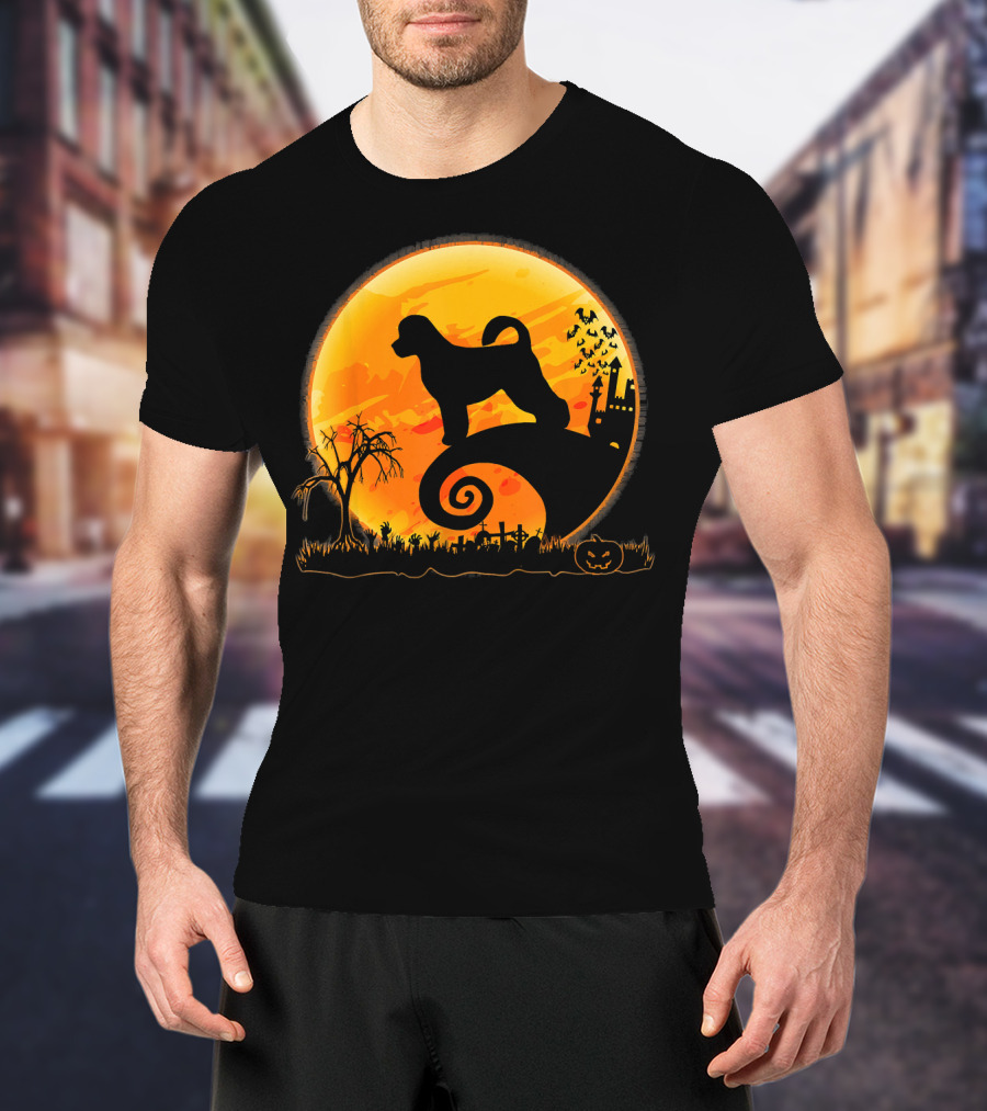 Portuguese Water Dog Moonlit Halloween Scene T-Shirt