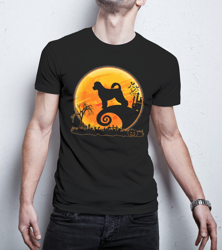 Portuguese Water Dog Moonlit Halloween Scene T-Shirt