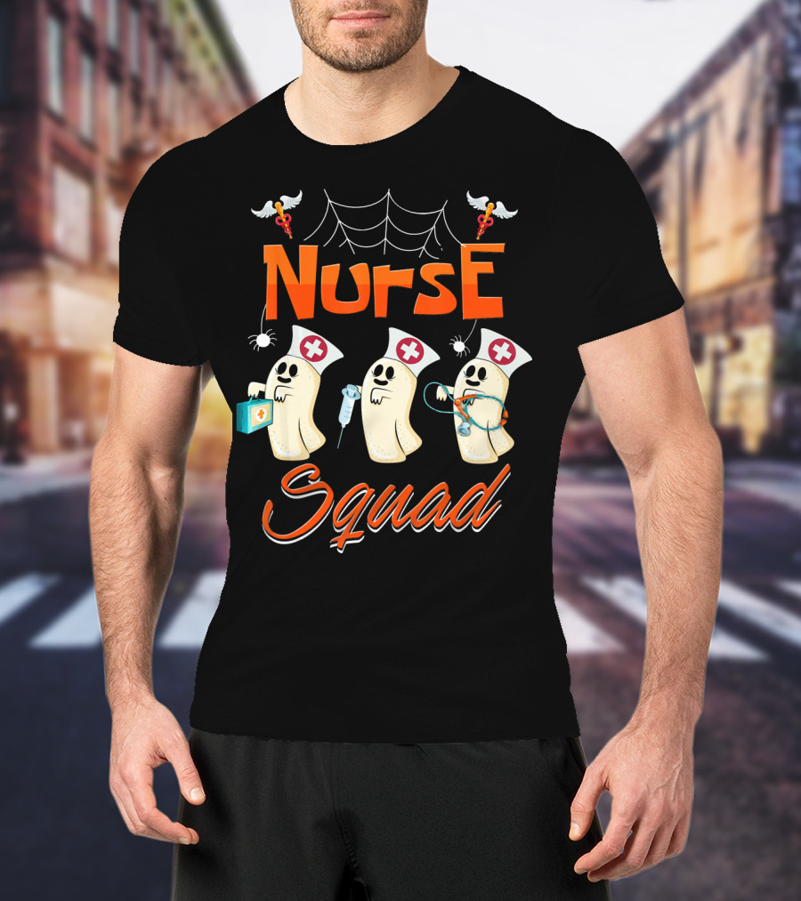 Nurse Squad Spooky Ghosts Halloween Nurse Team T-Shirt