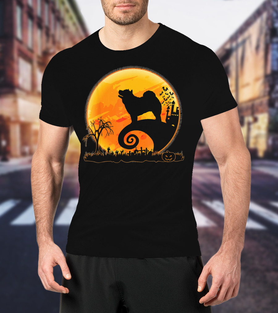Chow Chow Dog Halloween Moon Silhouette Jack-O'-Lantern T-Shirt