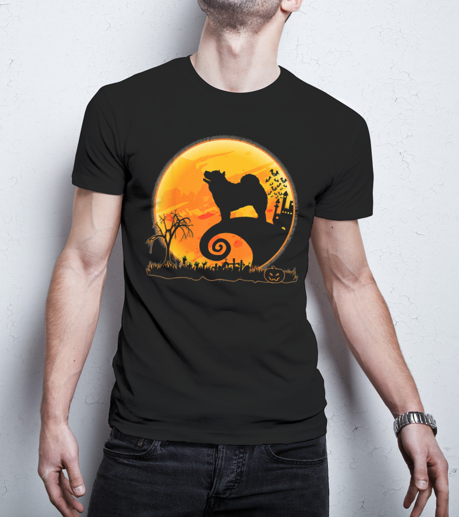 Chow Chow Dog Halloween Moon Silhouette Jack-O'-Lantern T-Shirt