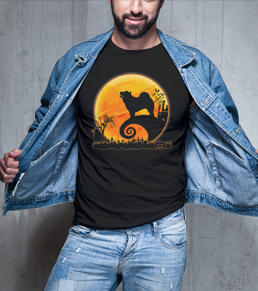 Chow Chow Dog Halloween Moon Silhouette Jack-O'-Lantern T-Shirt