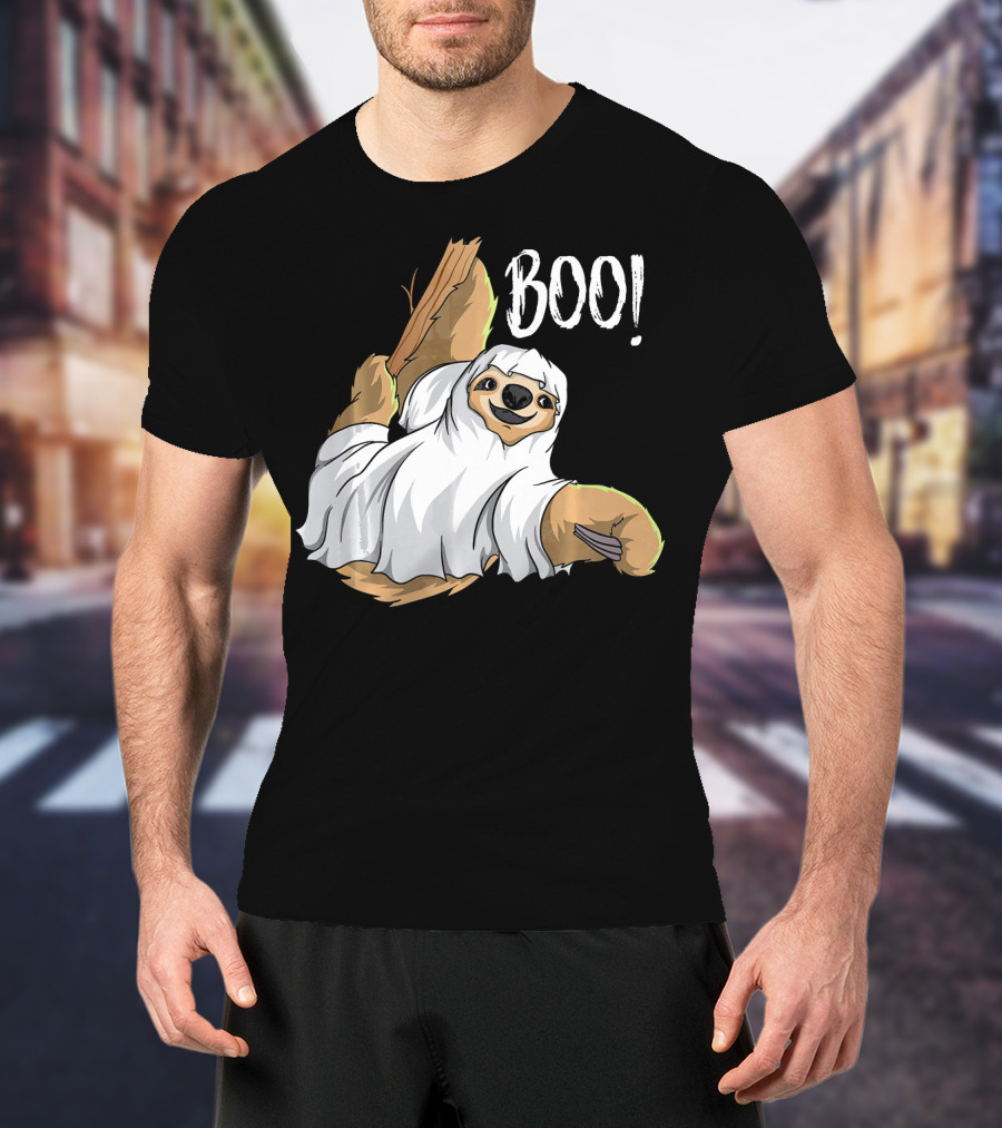 Boo Hanging Sloth Ghost Costume Funny Sloth T-Shirt
