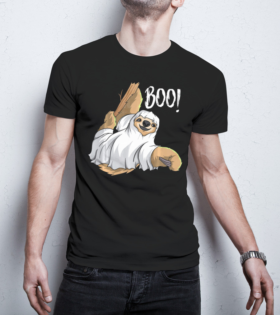 Boo Hanging Sloth Ghost Costume Funny Sloth T-Shirt