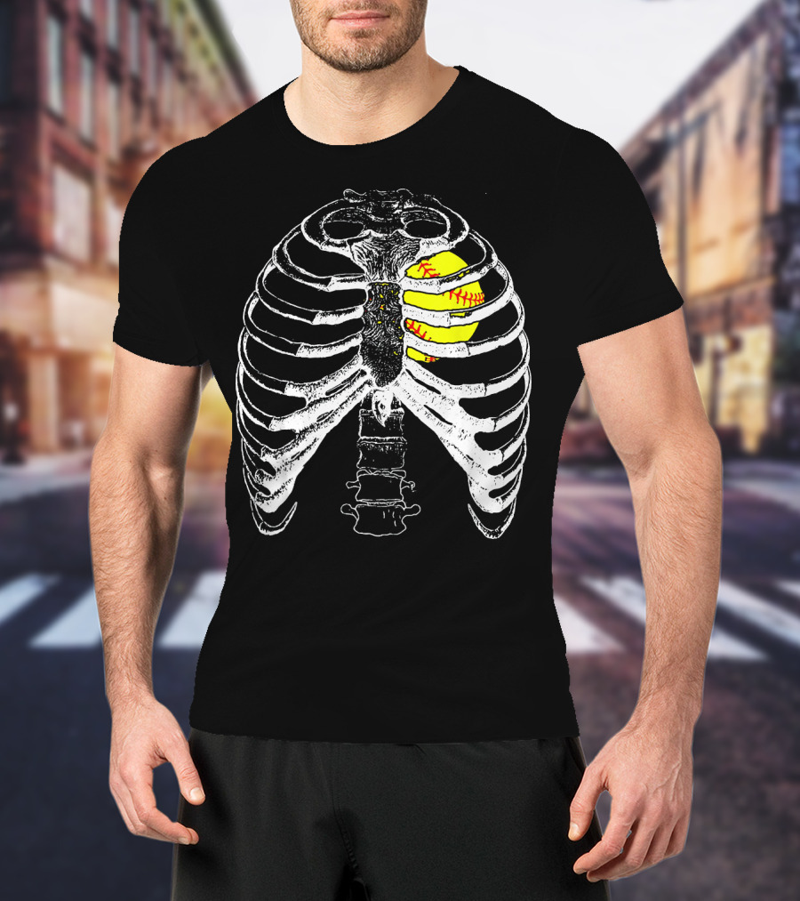 Ribcage Softball Heart Anatomy T-Shirt