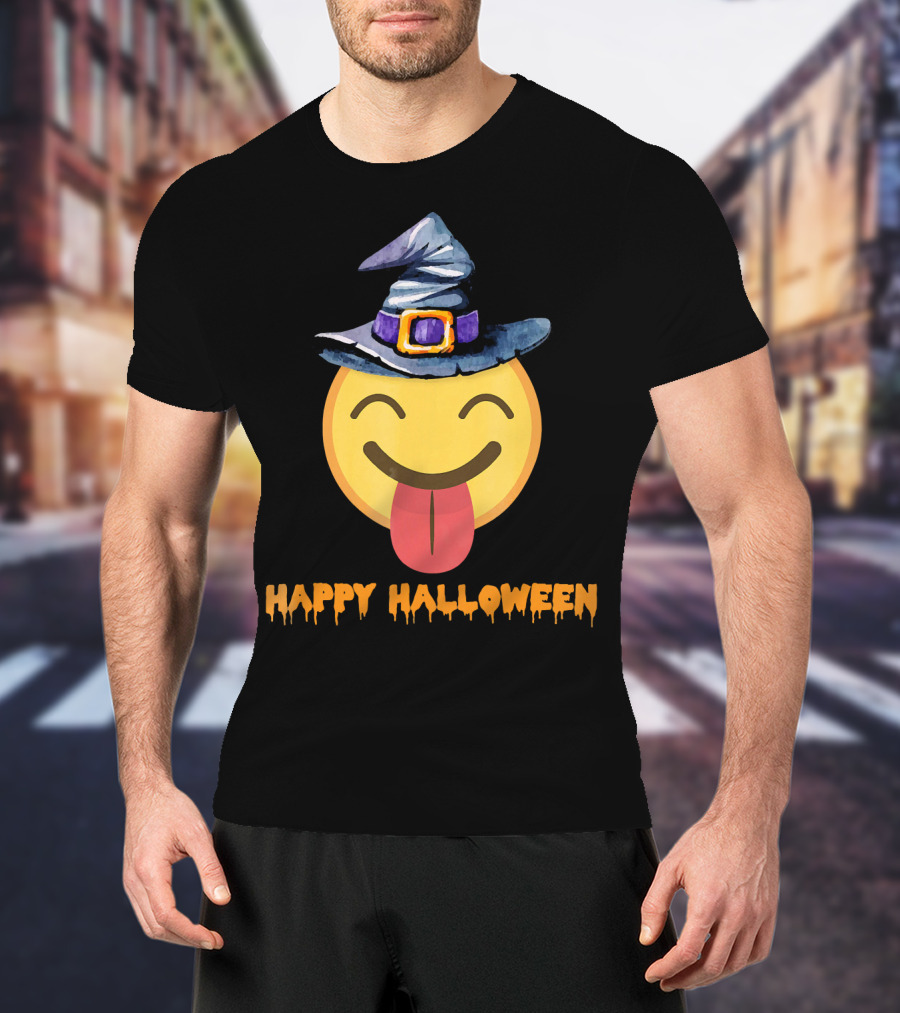 Happy Halloween Witch Hat Emoji T-Shirt