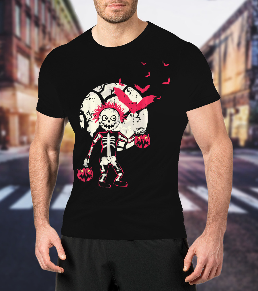 Zombie Skeleton Moon Bats Pumpkin Cool T-Shirt
