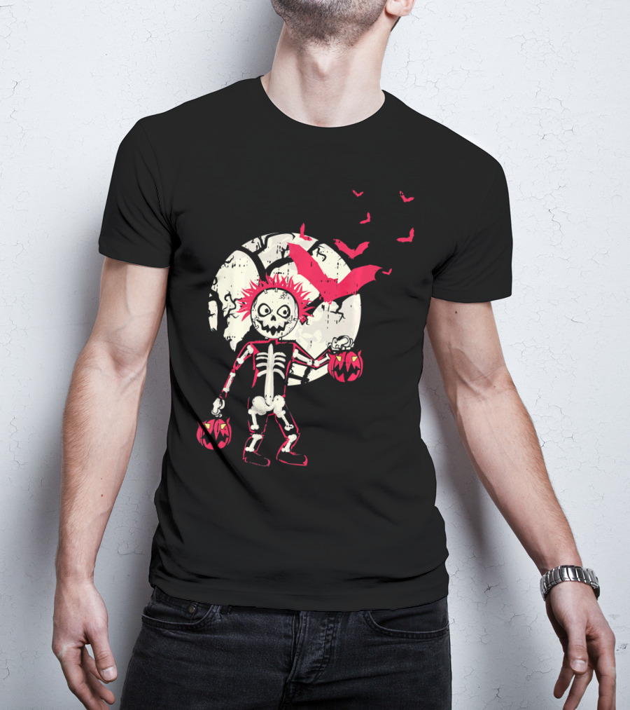 Zombie Skeleton Moon Bats Pumpkin Cool T-Shirt