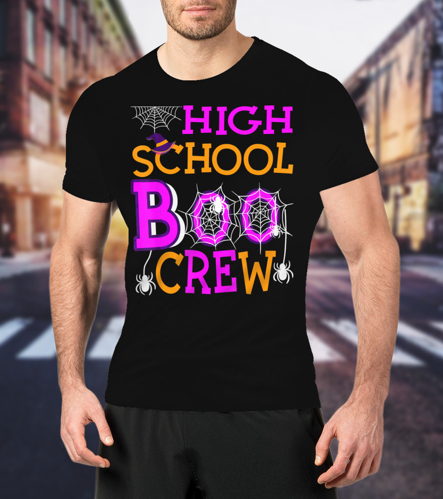 High School Boo Crew Spider Web Halloween Teacher T-Shirt