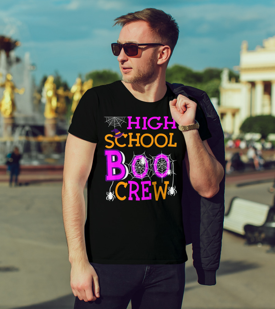 High School Boo Crew Spider Web Halloween Teacher T-Shirt
