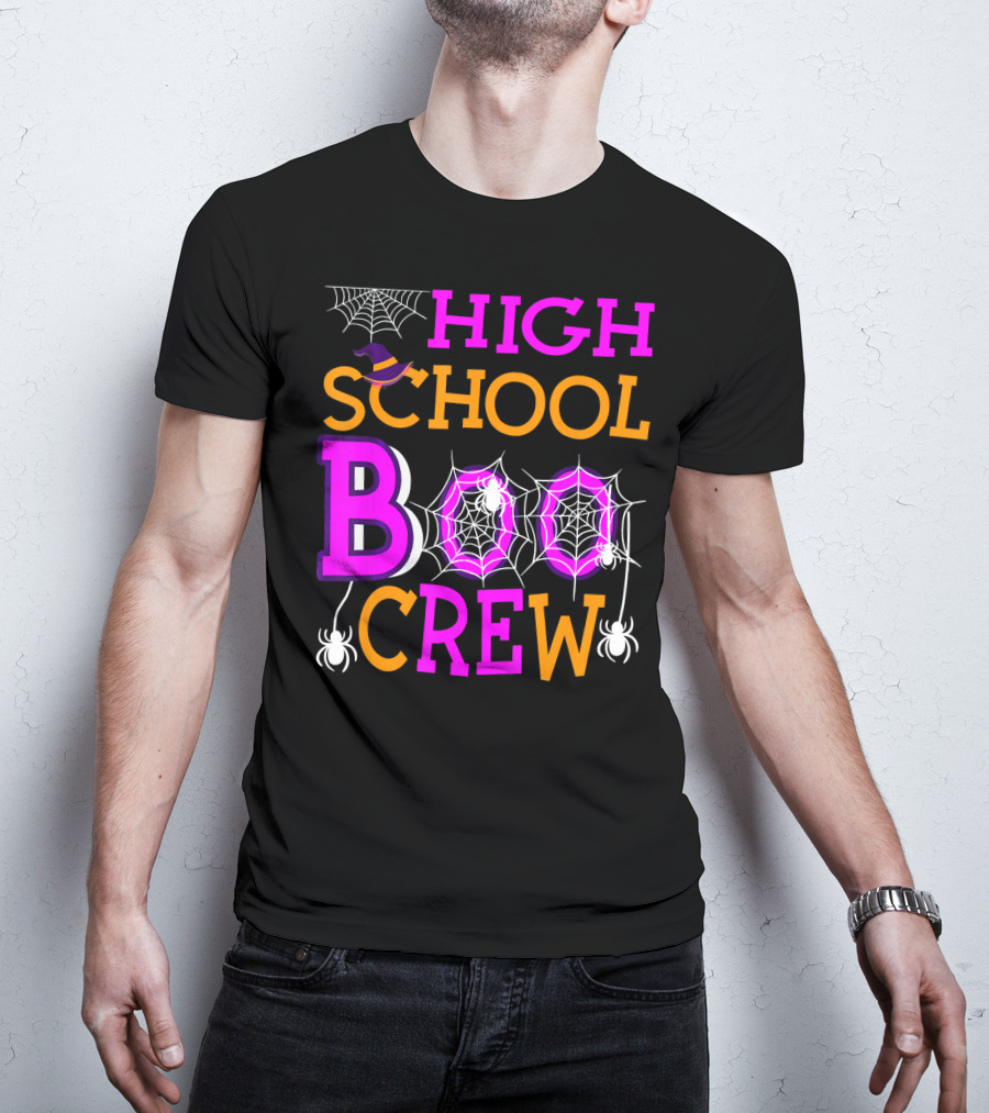 High School Boo Crew Spider Web Halloween Teacher T-Shirt