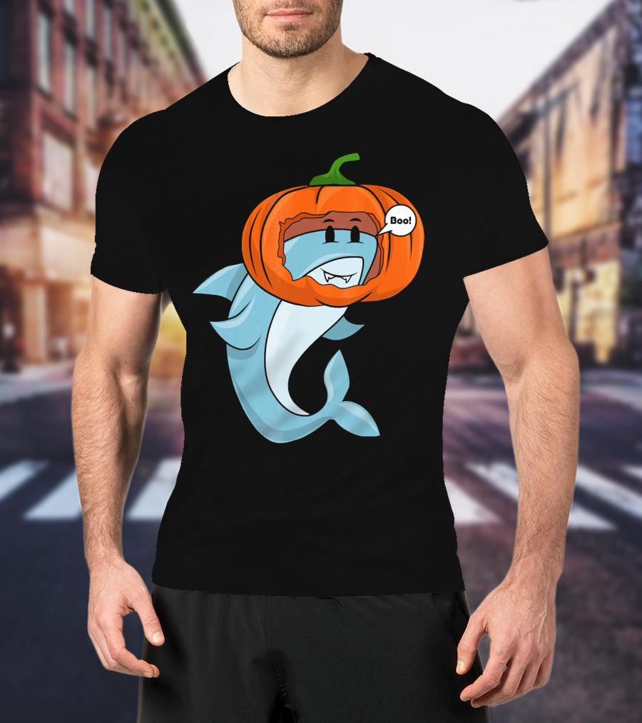 Halloween Boo Pumpkin Shark T-Shirt