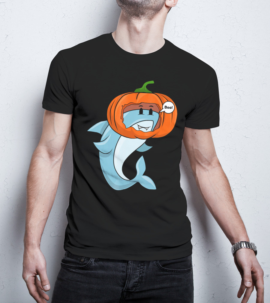 Halloween Boo Pumpkin Shark T-Shirt